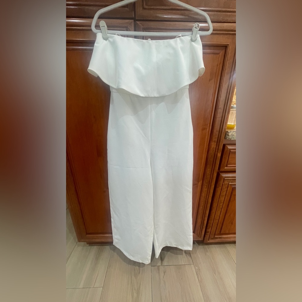 Zara Ivory Strapless Jumpsuit